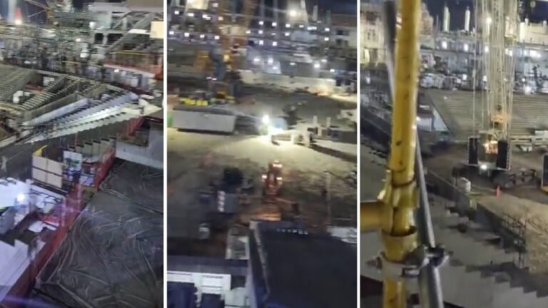 لقطات حديثة تظهر تطور الأعمال الإنشائية بملعب أرامكو .. تغطية