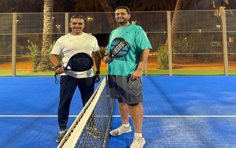 الأمير تركي بن محمد ومعالي وزير الإعلام في منافسة بادل ودية بالدرعية