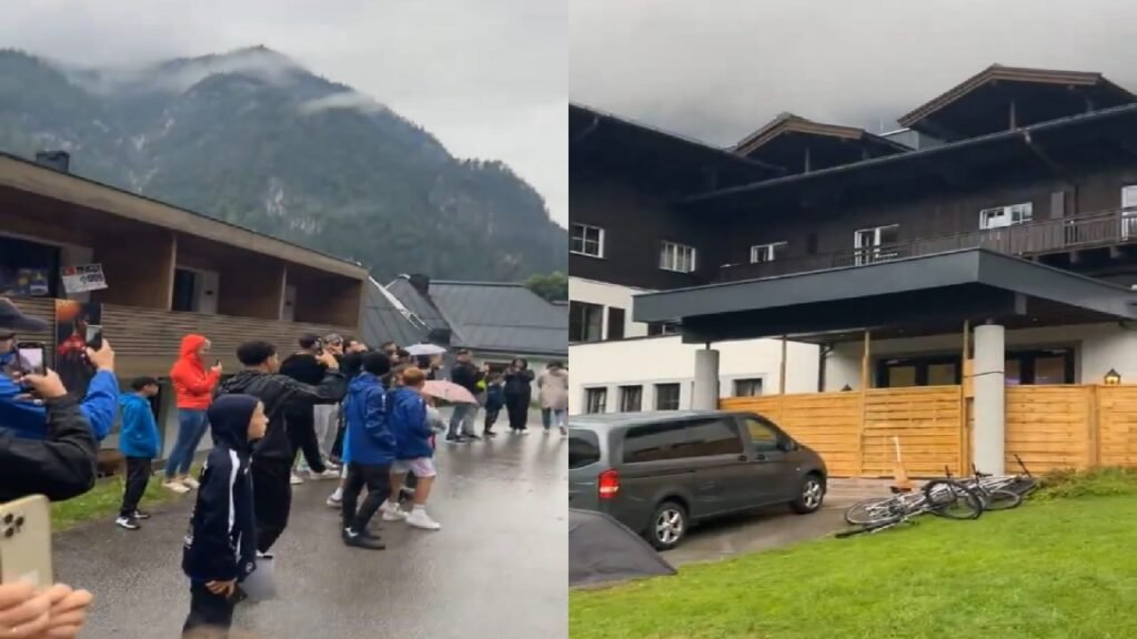 جماهير تحتشد أمام غرفة رونالدو بمعسكر النمسا .. تغطية