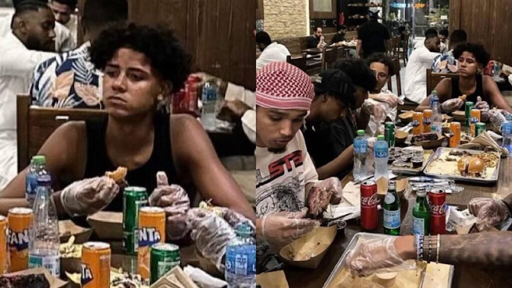 نجل رونالدو برفقة أصدقائه في أحد مطاعم الرياض والجمهور: فيه عرق عربي