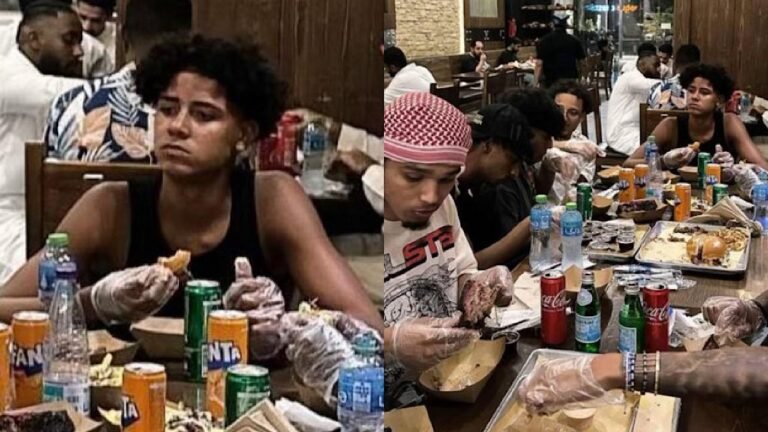 نجل رونالدو برفقة أصدقائه في أحد مطاعم الرياض والجمهور: فيه عرق عربي