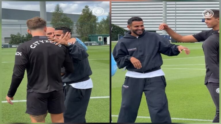 رياض محرز يعود لتدريبات مانشستر سيتي في زيارة خاصة .. تغطية