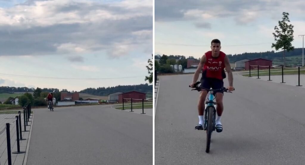 كانسيلو يبرز مهاراته في قيادة الدراجة ويلقي التحية باللغة العربية .. تغطية