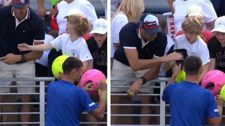 رجل يخطف هدية طفل أثناء بطولة أمريكا للتنس.. تغطية