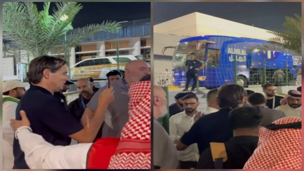 إنزاغي يوثق لزوجته لحظة تجمع الإعلاميين حوله.. تغطية