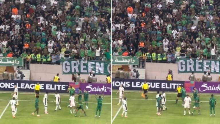 جماهير الشرطة ترمي زجاجات مياه على لاعبي الاتحاد والأمن يتدخل.. تغطية